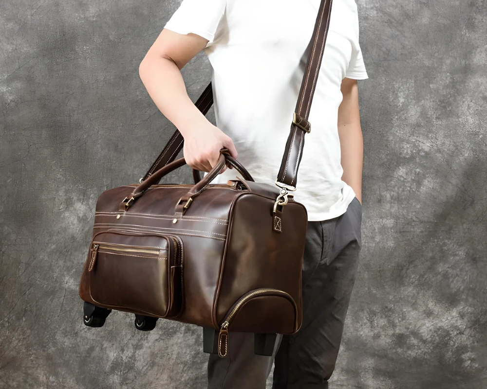 luxury leather carry on luggage